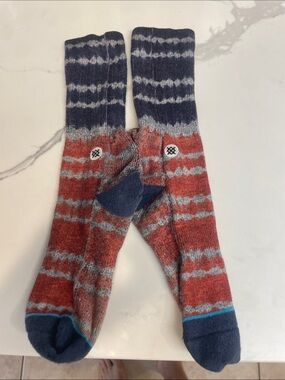 Stance Men's Rust Red, Navy & Gray Patterned Crew Socks